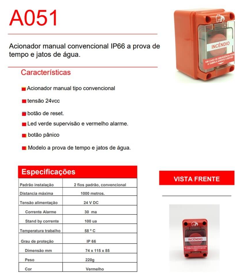 bOTOEIRA ALARME E BOMBA RENGLAN 051 IP66